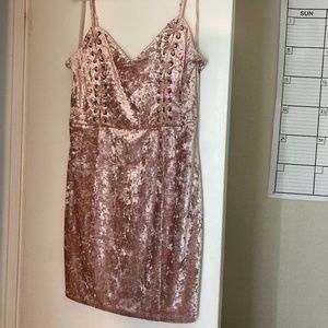 GUESS crushed velvet lace up body con dress